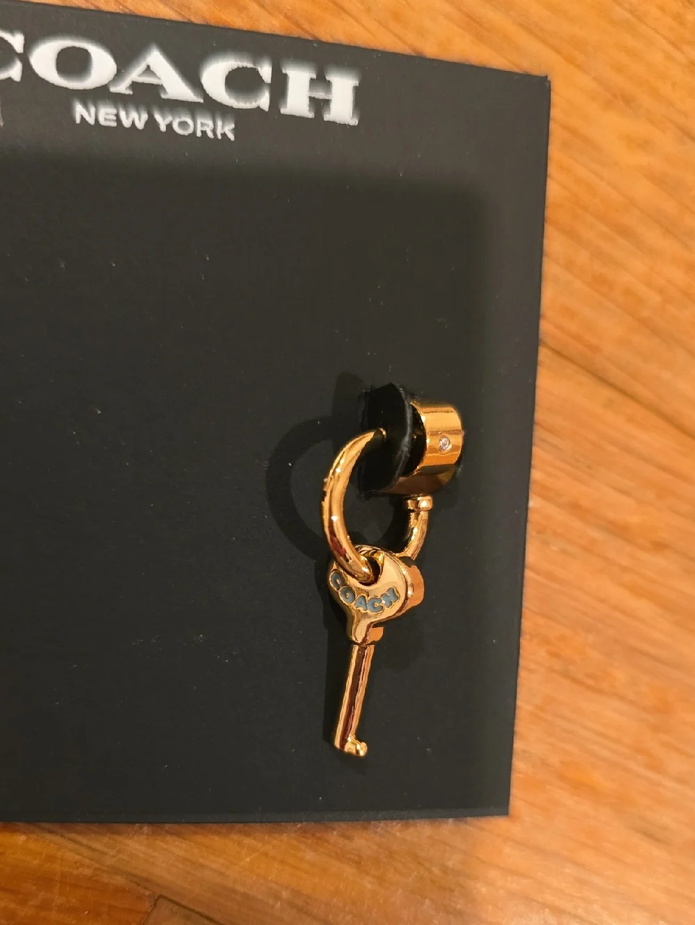 Coach Gold-Tone Key & Padlock Charm Earrings with Multicolor Enamel & Dustbag - Picture 4 of 5